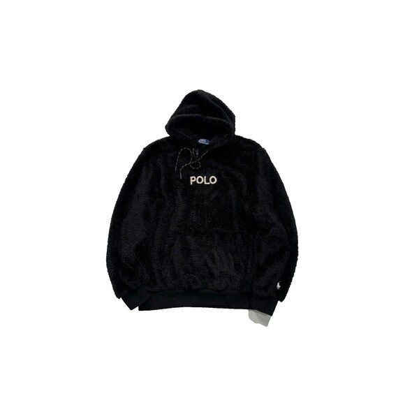 POLO RALPH LAUREN MEN'S SIZE MEDIUM CURLY BLACK HI-PILE SHERPA FLEECE HOODIE - Picture 6 of 8